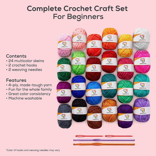 24 Yarn Crochet & Knitting Beginners Kit