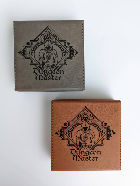 The Fate Twister - D&D - Vegan Leather Dice Box: Chestnut