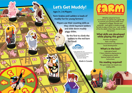 Farm Snakes and Ladders Board Game for Ages 3+