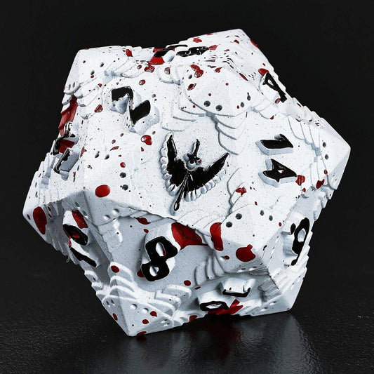 Solid Metal Paladin Dice Set - Matt White/Blood Splatter