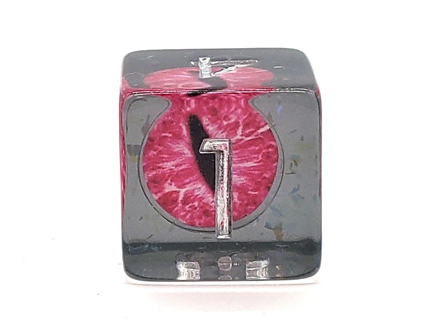 7 Piece DnD RPG Dice Set: Infused - Dragon Eye - Pink