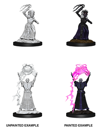 DND UNPAINTED MINIS DROW MAGE/DROW PRIESTESS