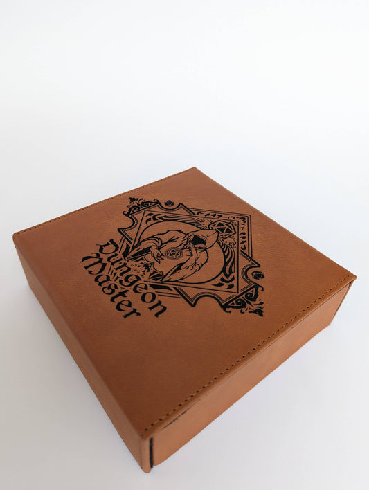 The Fate Twister - D&D - Vegan Leather Dice Box: Chestnut