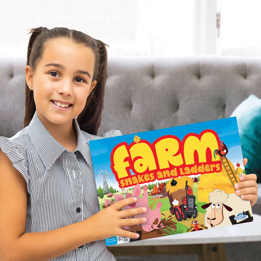 Farm Snakes and Ladders Board Game for Ages 3+