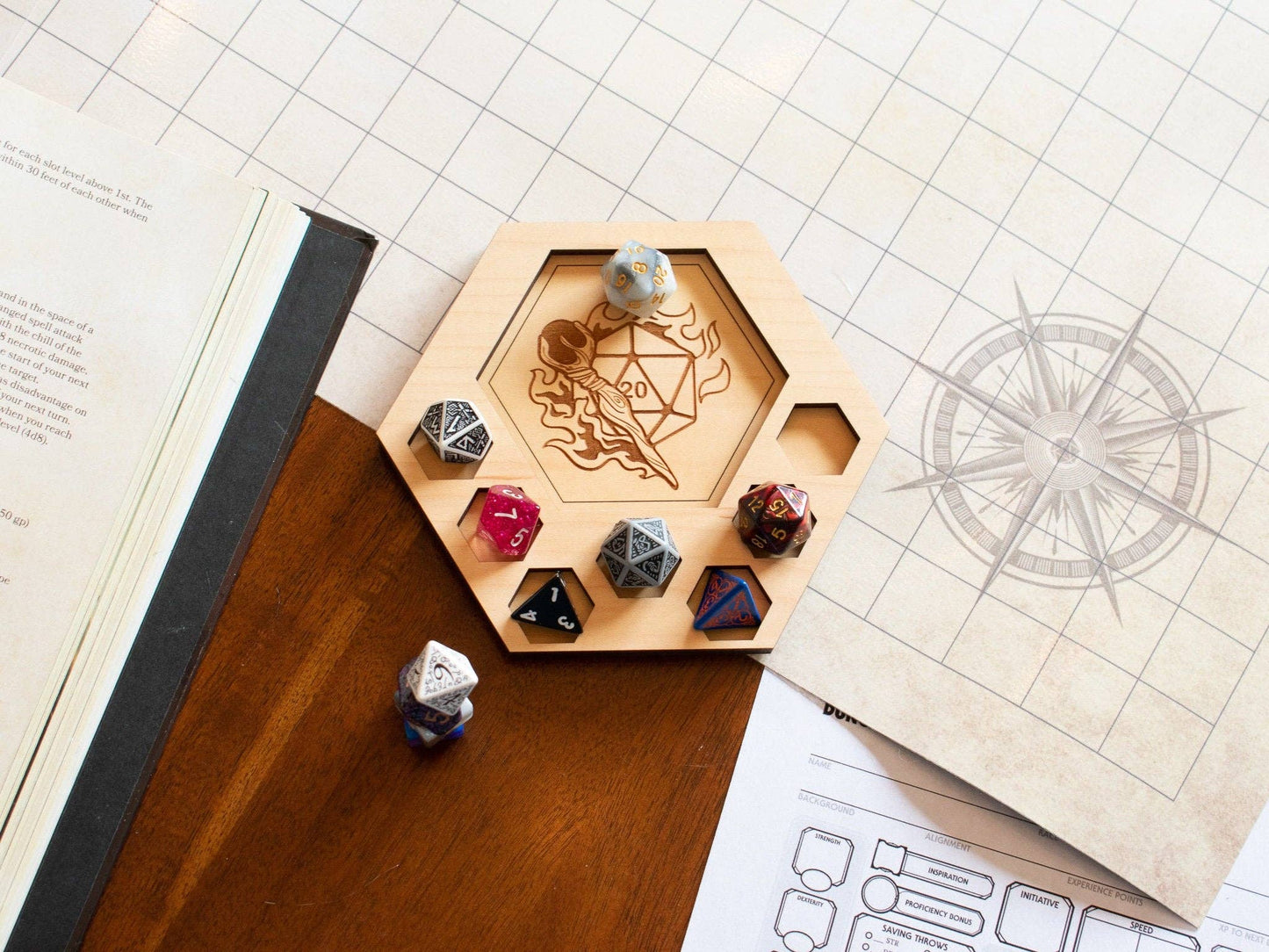 D&D Dice Tray Coasters, DM Smiling