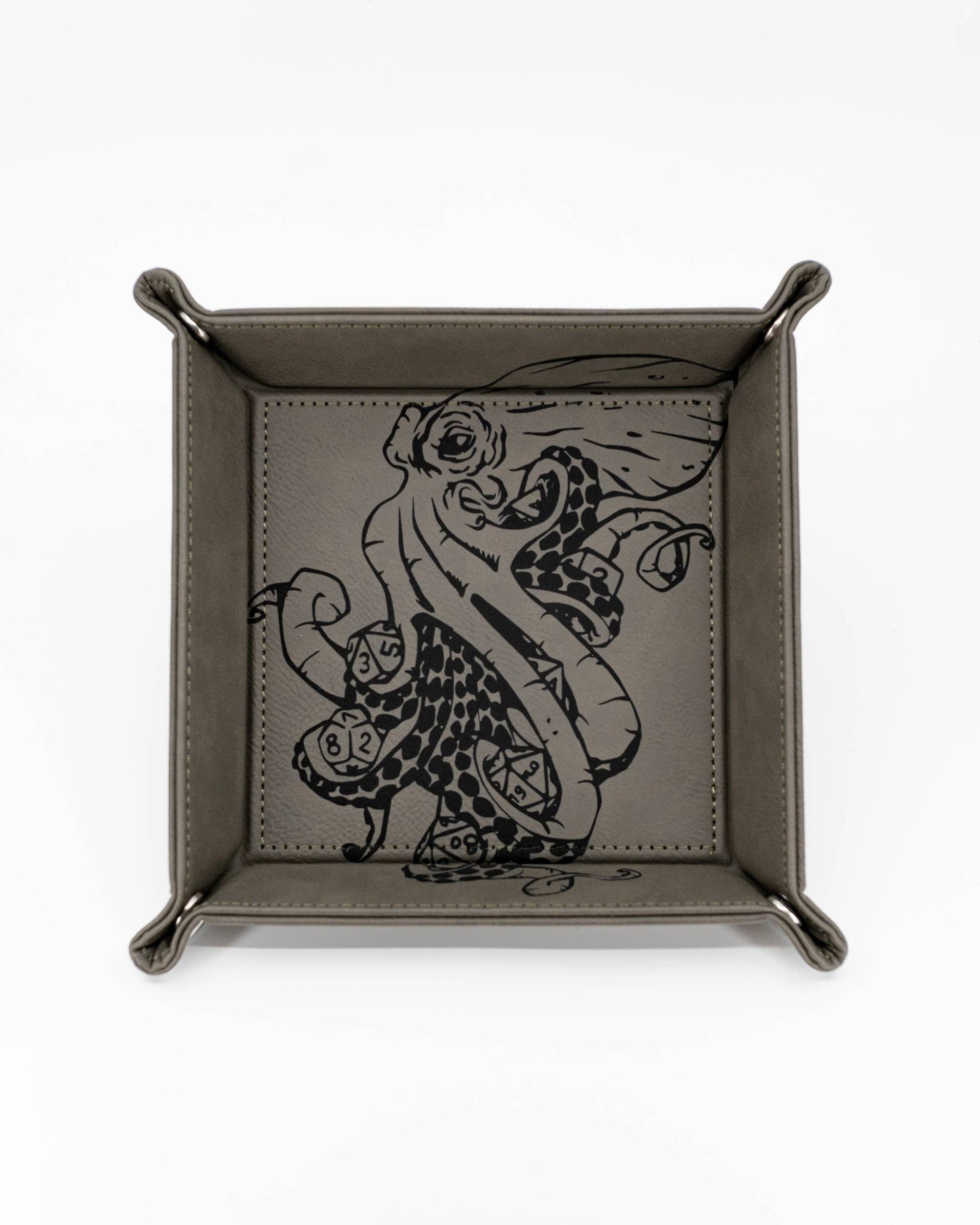 Kraken of Holding - D&D Vegan Leather Dice Rolling Tray: Chestnut