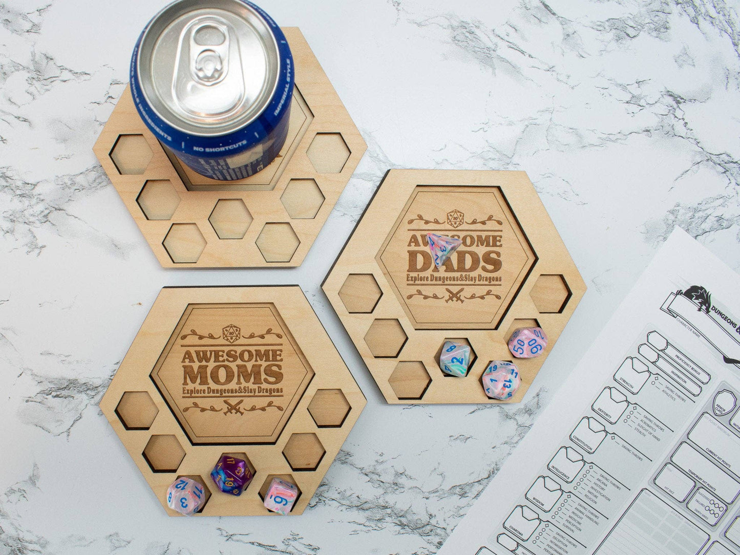 D&D Dice Tray Coasters, DM Smiling
