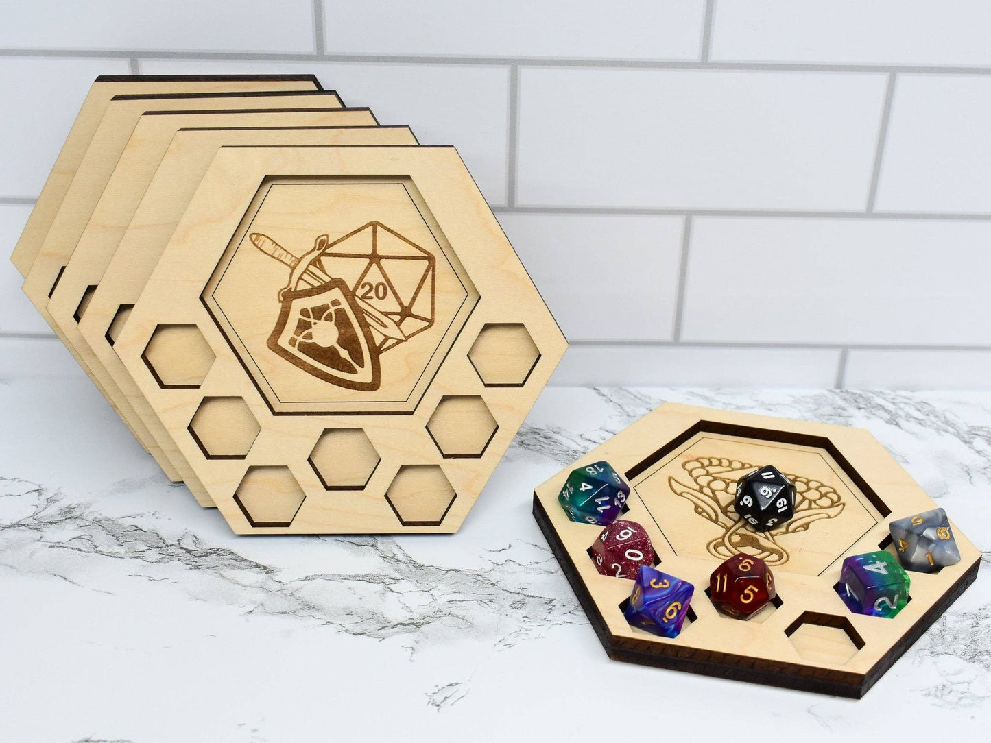 D&D Dice Tray Coasters, DM Smiling