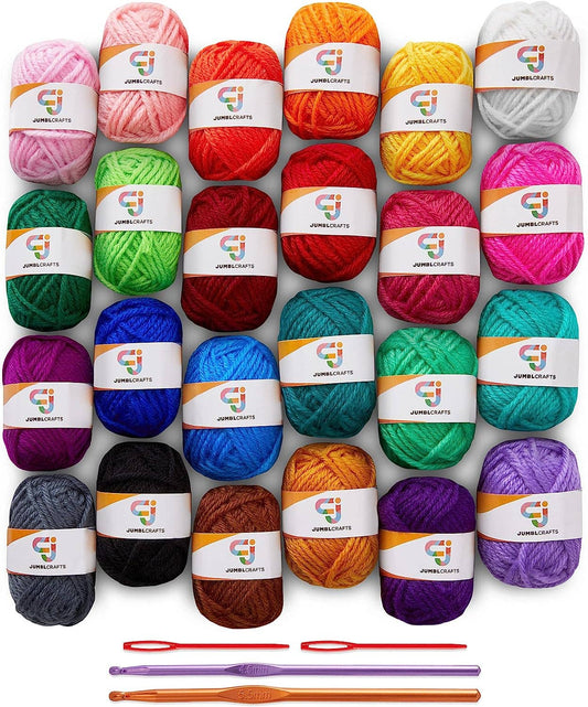 24 Yarn Crochet & Knitting Beginners Kit