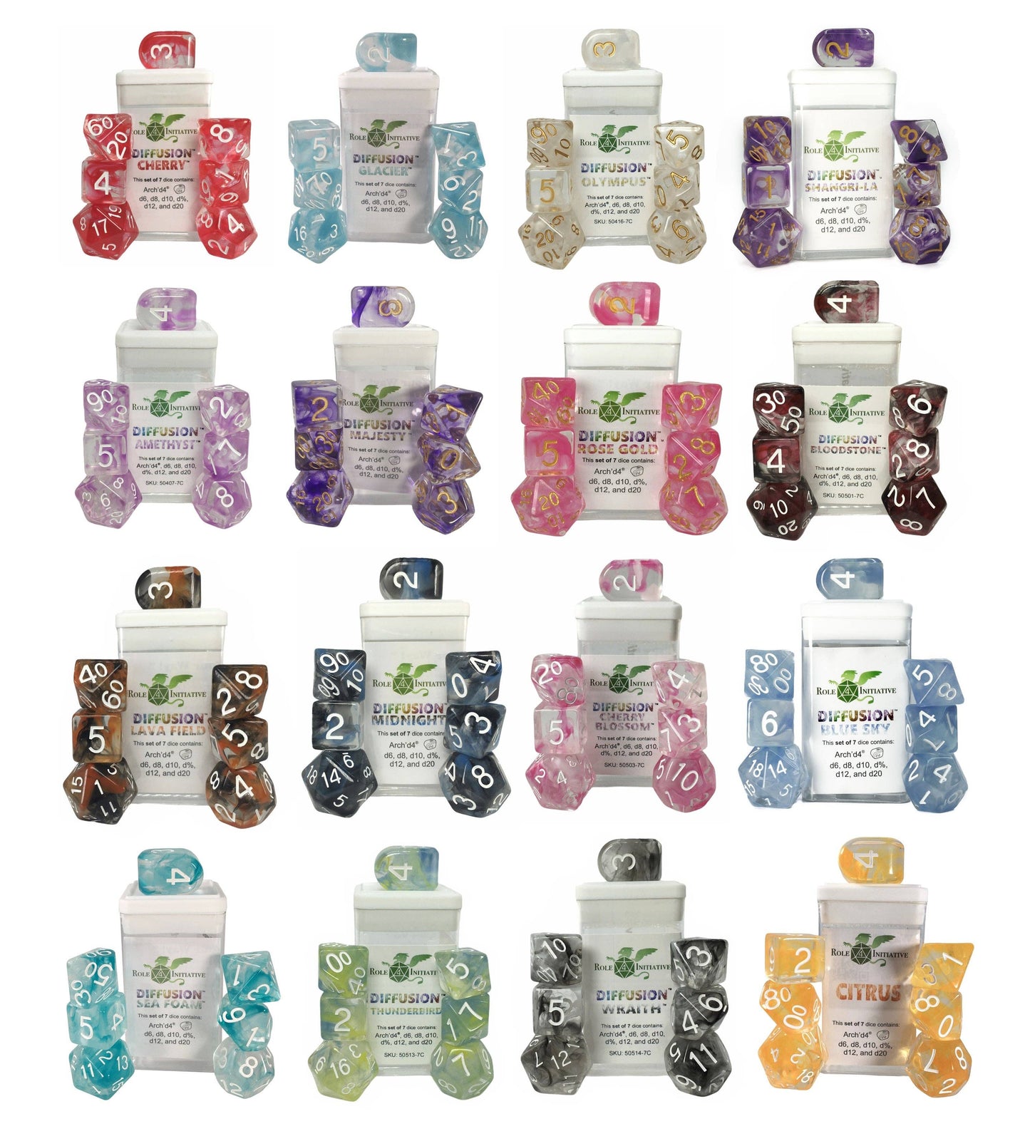 Opaque Dice Set of 7