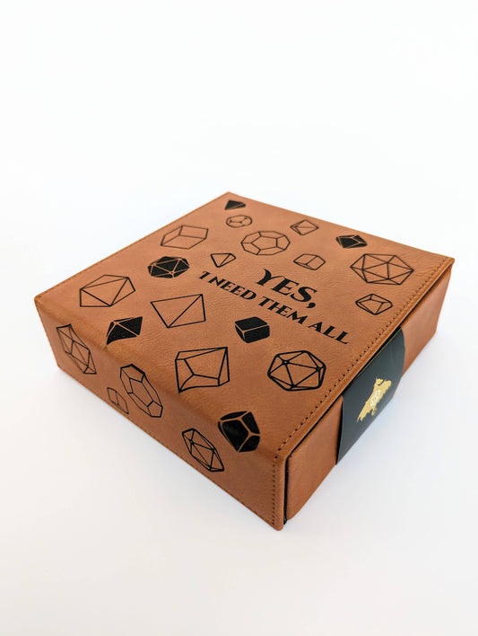Yes, I Need Them All - D&D - Vegan Leather Dice Box: Chestnut
