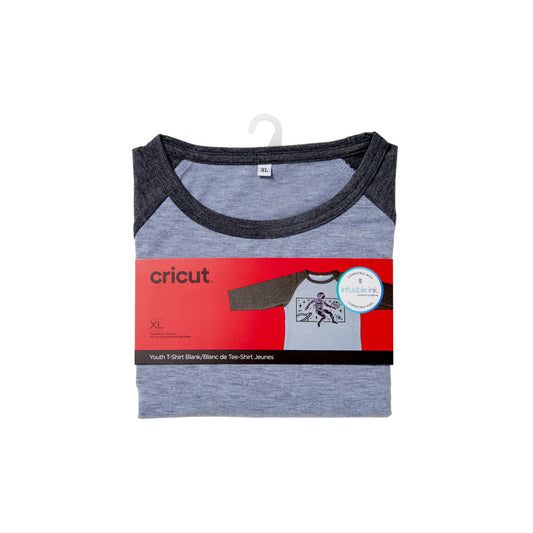 Cricut Youth T-Shirt Blank XL Gray Raglan – Compatible w/ Infusible Ink – NIP