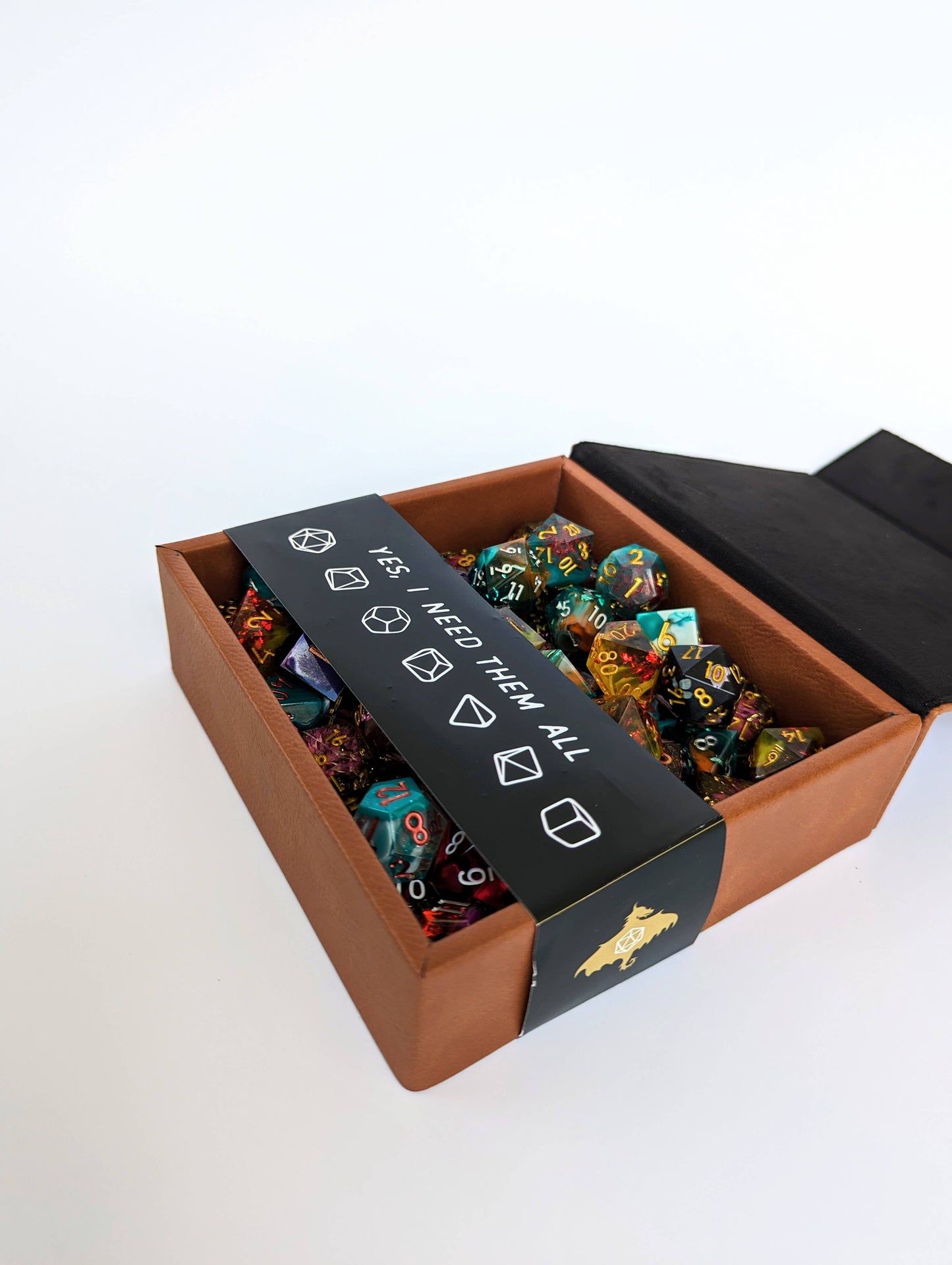 D20 Swords  - D&D - Vegan Leather Dice Box: Grey