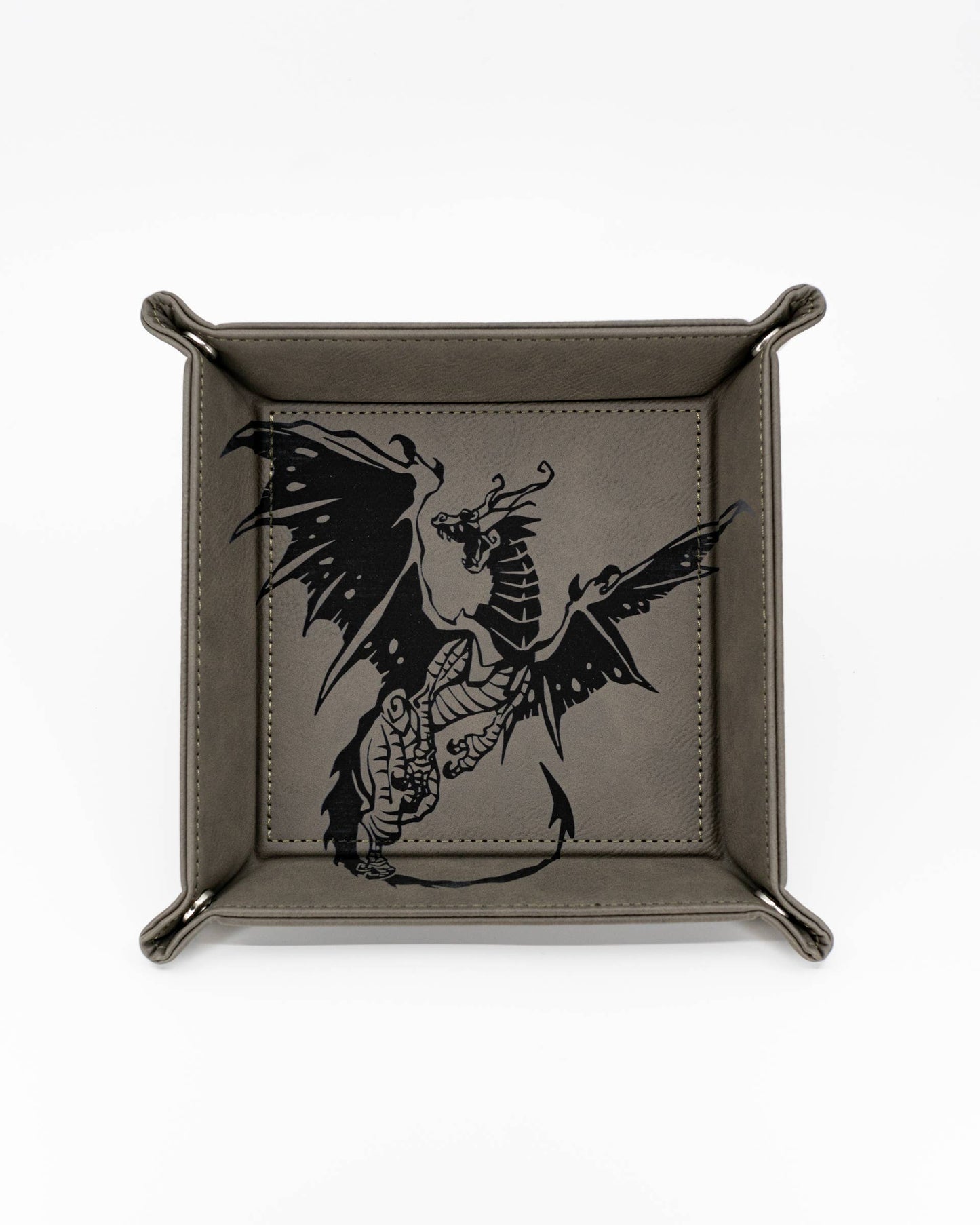Spawn of Tiamat - D&D Vegan Leather Dice Rolling Tray: Chestnut