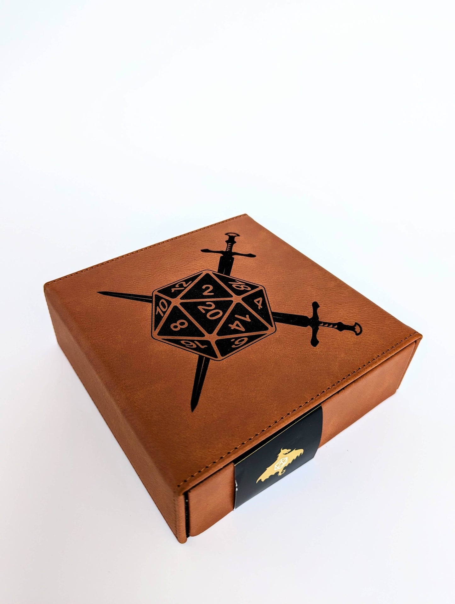 D20 Swords  - D&D - Vegan Leather Dice Box: Grey