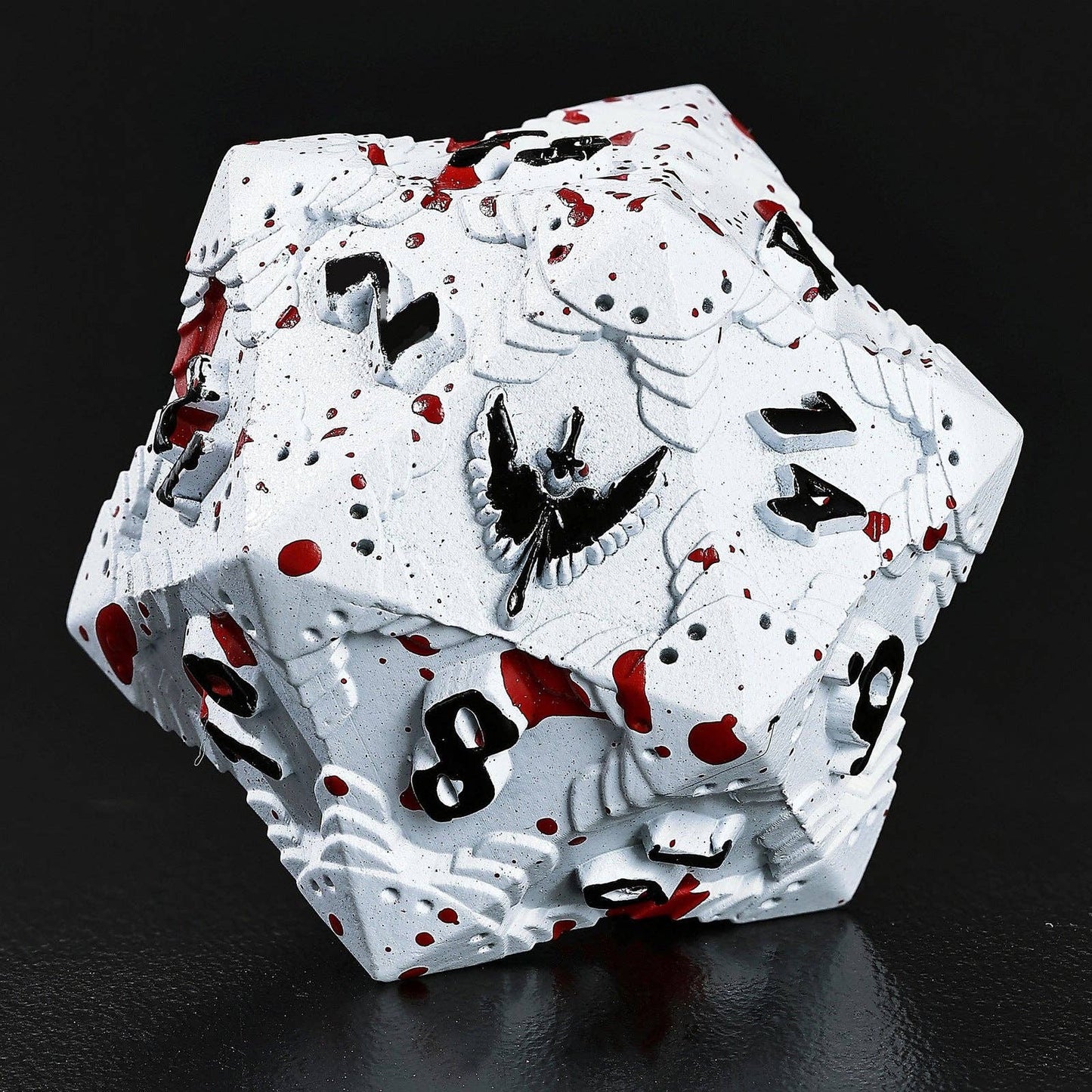 Solid Metal Paladin Dice Set - Matt White/Blood Splatter