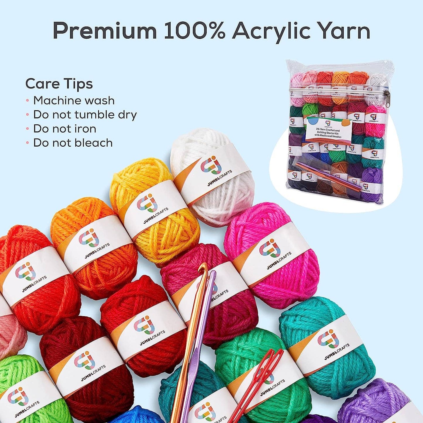24 Yarn Crochet & Knitting Beginners Kit