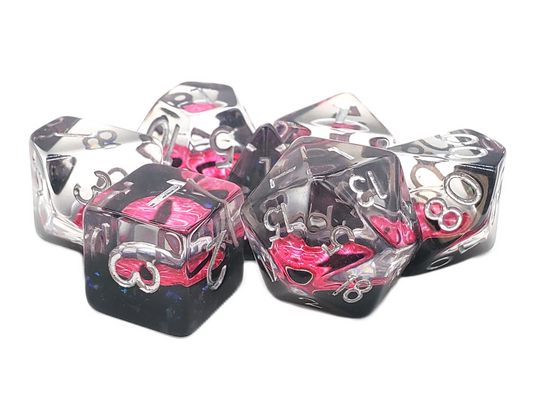 7 Piece DnD RPG Dice Set: Infused - Dragon Eye - Pink