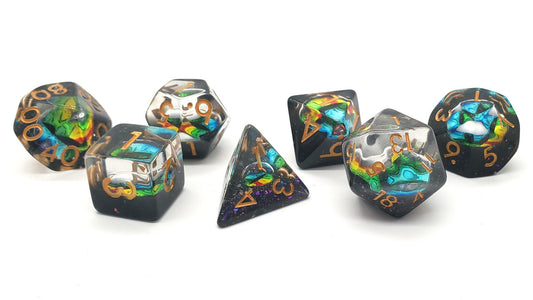 7 Piece DnD RPG Dice Set: Infused - Dragon Eye - Temporal