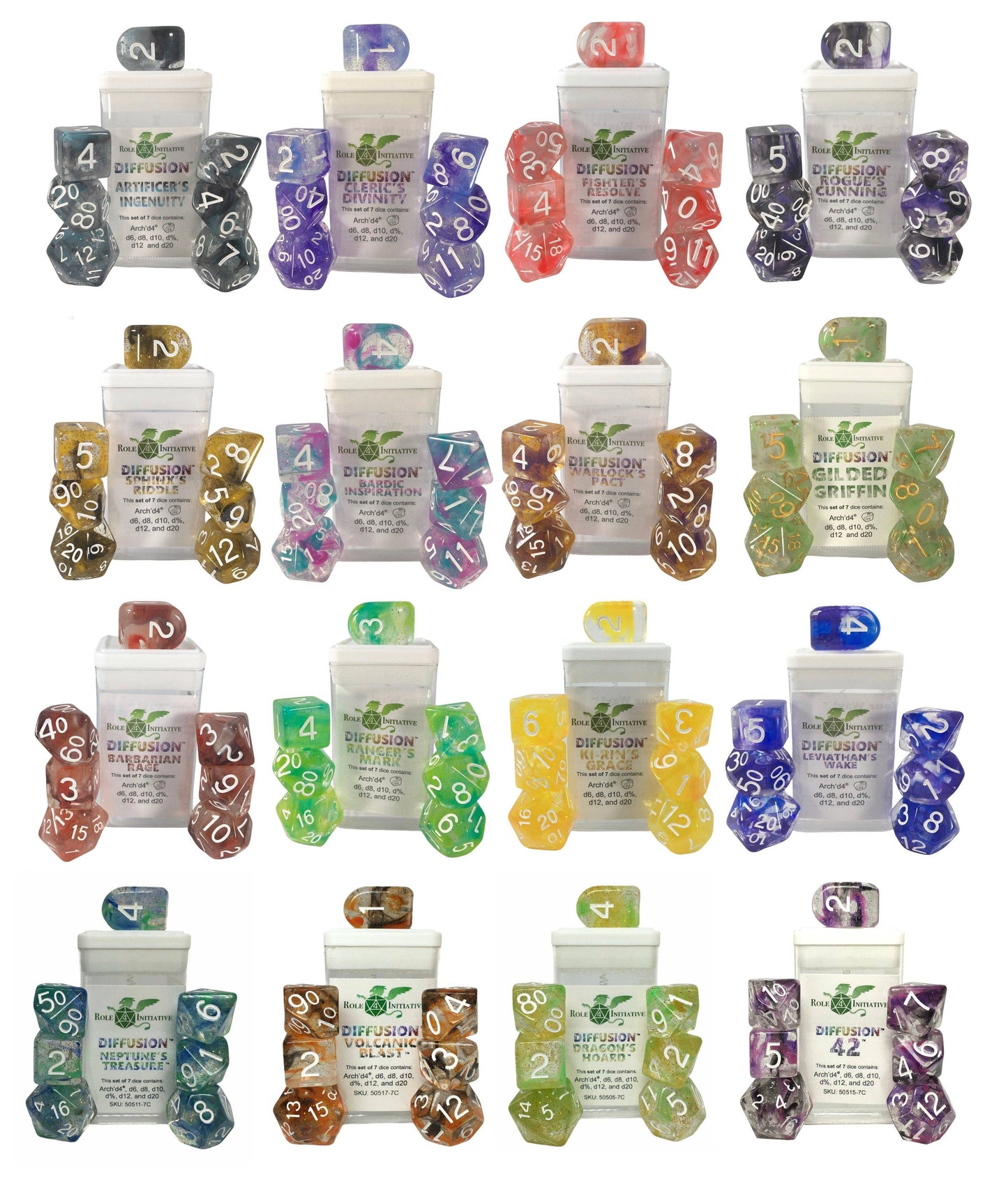 Opaque Dice Set of 7