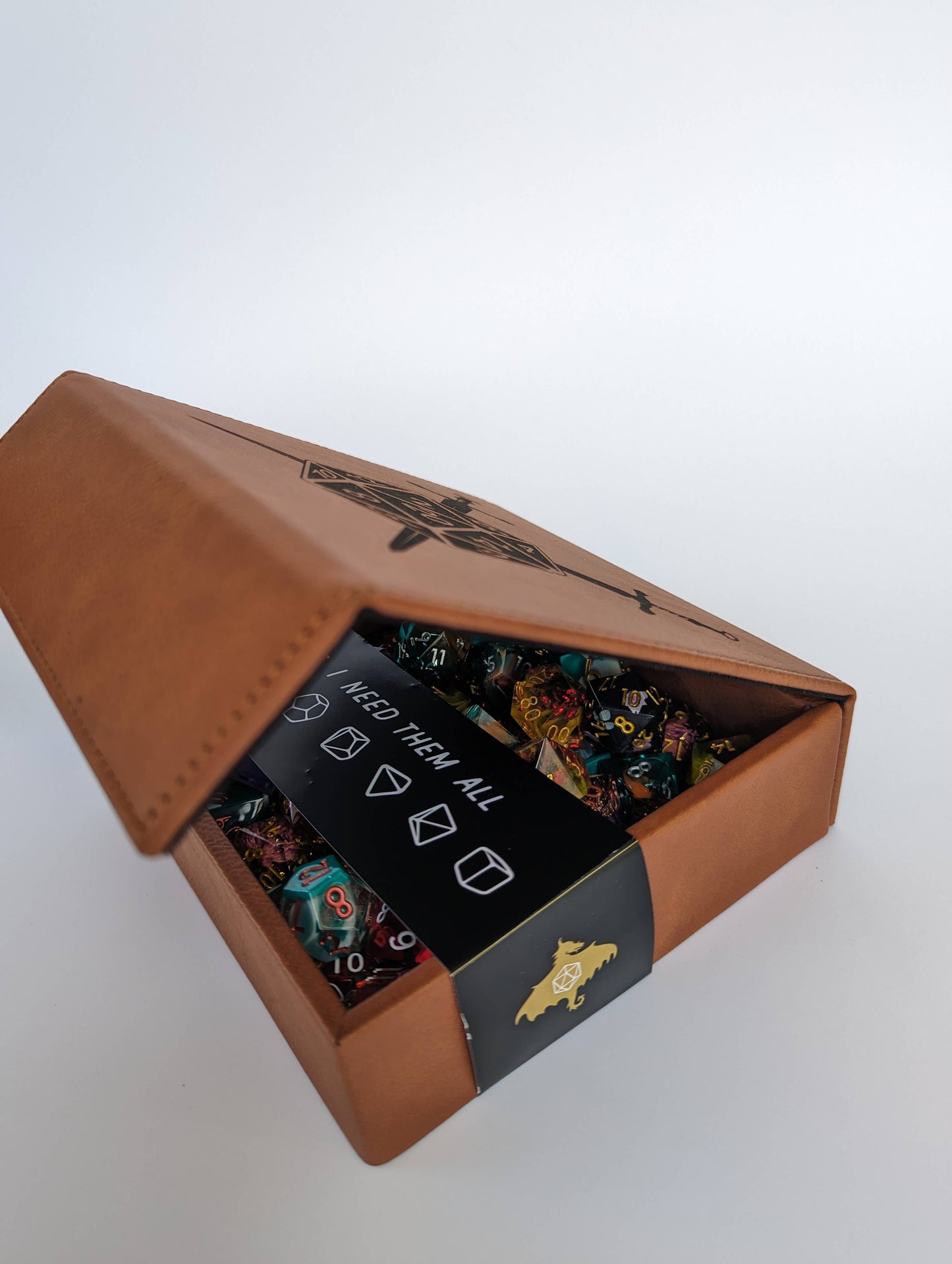 The Fate Twister - D&D - Vegan Leather Dice Box: Chestnut