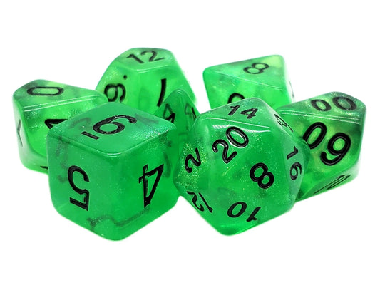 dice 7 Piece DnD RPG Dice Set: Galaxy - Green Shimmer