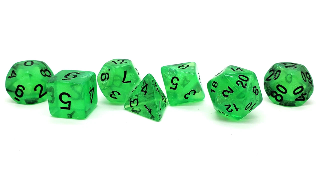 dice 7 Piece DnD RPG Dice Set: Galaxy - Green Shimmer