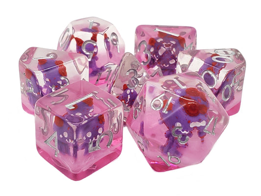 7 Piece DnD RPG Dice Set: Infused - Demon - Purple