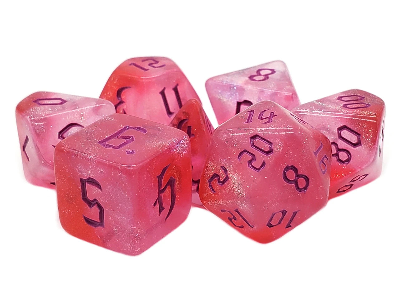 7 Piece DnD RPG Dice Set: Galaxy - Rose Sky