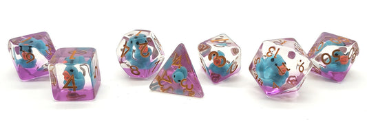 7 Piece DnD RPG Dice Set: Animal Kingdom - Duck - Teal